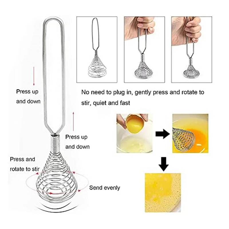 1 Piece Spring Coil Whisk Wire Whip-Cream Egg Beater Gravy-Cream Hand Mixer Silver Stainless Steel For Mixing