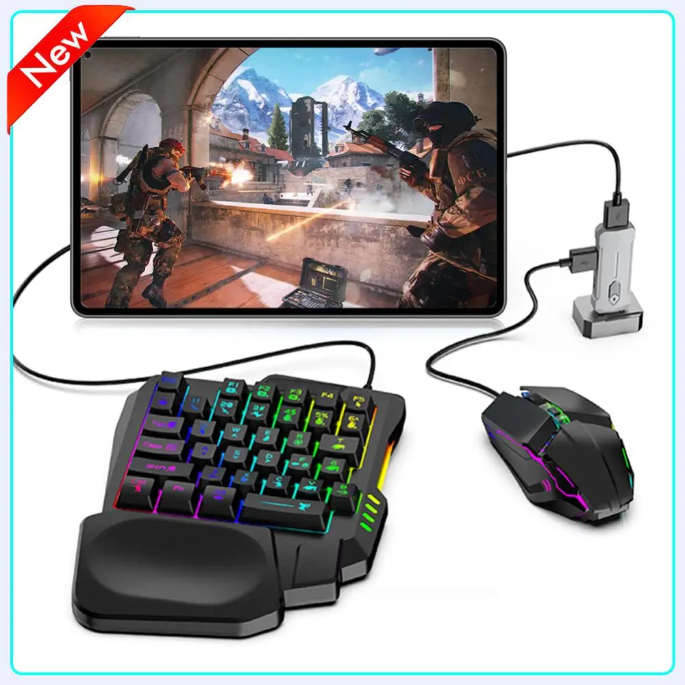 مجموعة ألعاب ماوس محول ألعاب الهاتف المحمول 5 في 1 BT 5.3 للوحة مفاتيح الألعاب PUBG ومجموعة الماوس لملحقات الألعاب