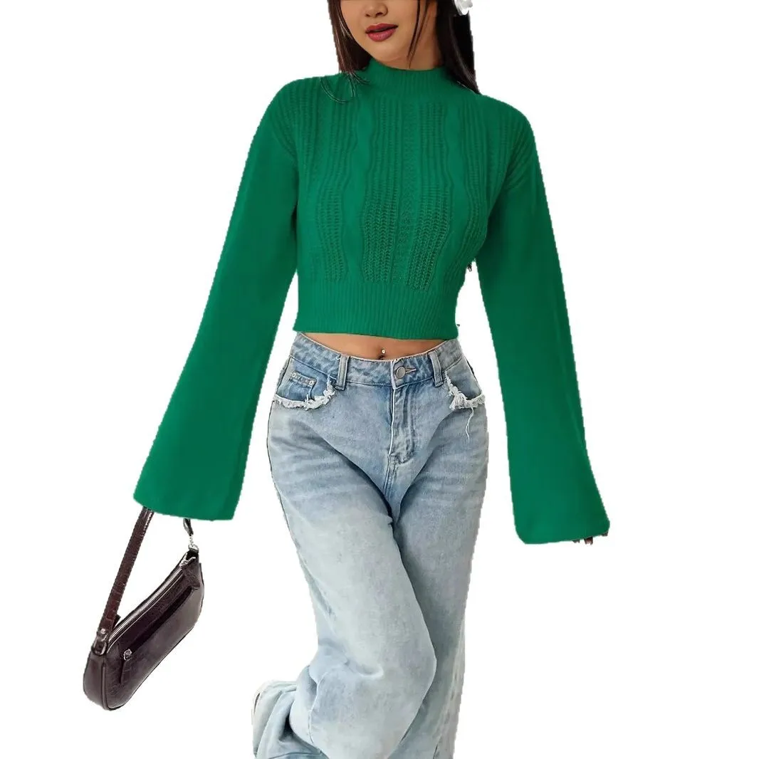 High-waisted Short Sweater Women's Autumn Winter 2025 New Knitted Bottoming Shirt with Foreign Style Inside Wearable Wool