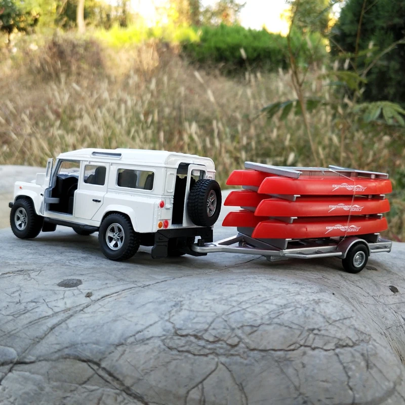 จําลอง 1/32 Land Rover RV รุ่นเสียงและแสงดึงกลับเด็กของเล่นรถของขวัญวันเกิด Camping รถ