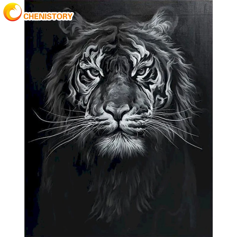 

CHENISTORY Oil Painting By Numbers Abstract Tiger Handpainted Acylic Paint On Canvas DIY Unique Gift Pictures For Adults Home De