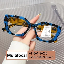 6 Colors Women's Progressive Multifocal Reading Glasses Unisex Fashion Large Frame Reading Glasses Men Ladies Trendy Presbyopia