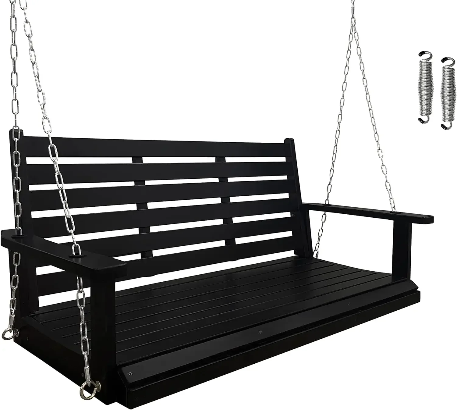 

Ergonomic Seat, Bench Swing with Hanging Chains and 7mm Springs, Heavy Duty 800 LBS, for Outdoor Patio Garden Yard