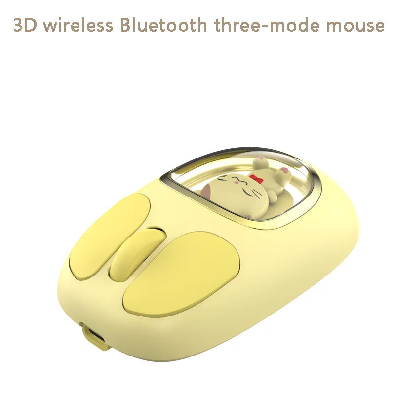 New Tri-Mode Cartoon Pet Doll Mice Fashion Cool Optical Ergonomic Office Mute Wireless  3D Mouse 2.4G+Bluetooth  For Girls Gifts