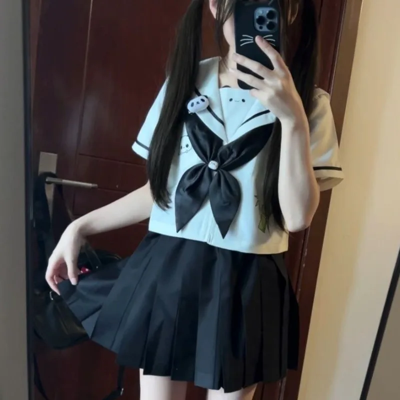 베어 미디 드레스 세트 백팩 사이드 클립 종아리 양말 10벌 스위트 Y2K 로리타 드레스 네이비 유니폼 스카프 A라인 드레스 박스 신상품