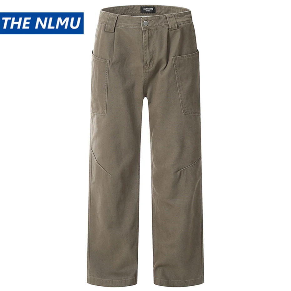 

American Style Cargo Jeans Men's Black Loose Straight Denim Pants Casual Baggy Jeans Trousers