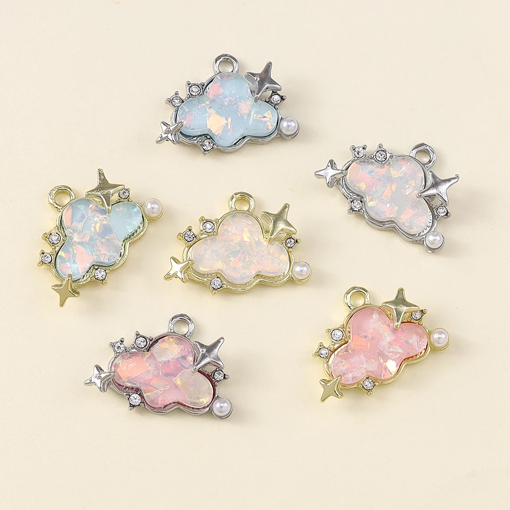 5 Stück Mode Hübsche Anhänger Kristall Stern Wolken Charms für Schmuckherstellung Exquisite Frauen Halsketten Ohrringe Zubehör