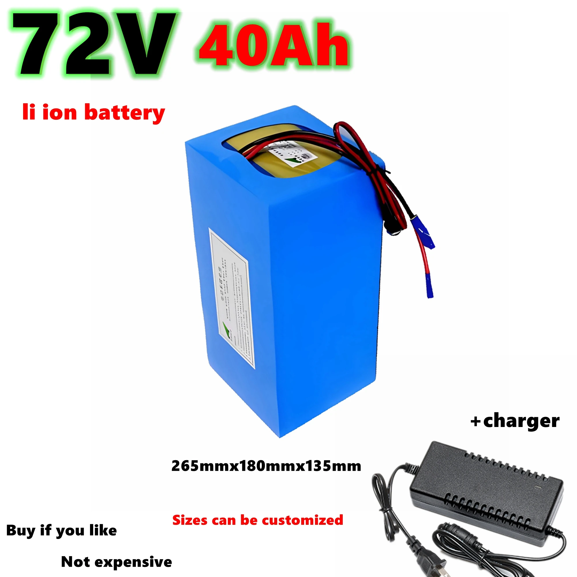 

72v 40Ah lithium ion battery BMS 20S li battery for 2000w 3500w 7000w scooter inverter motorcycle +10A charger