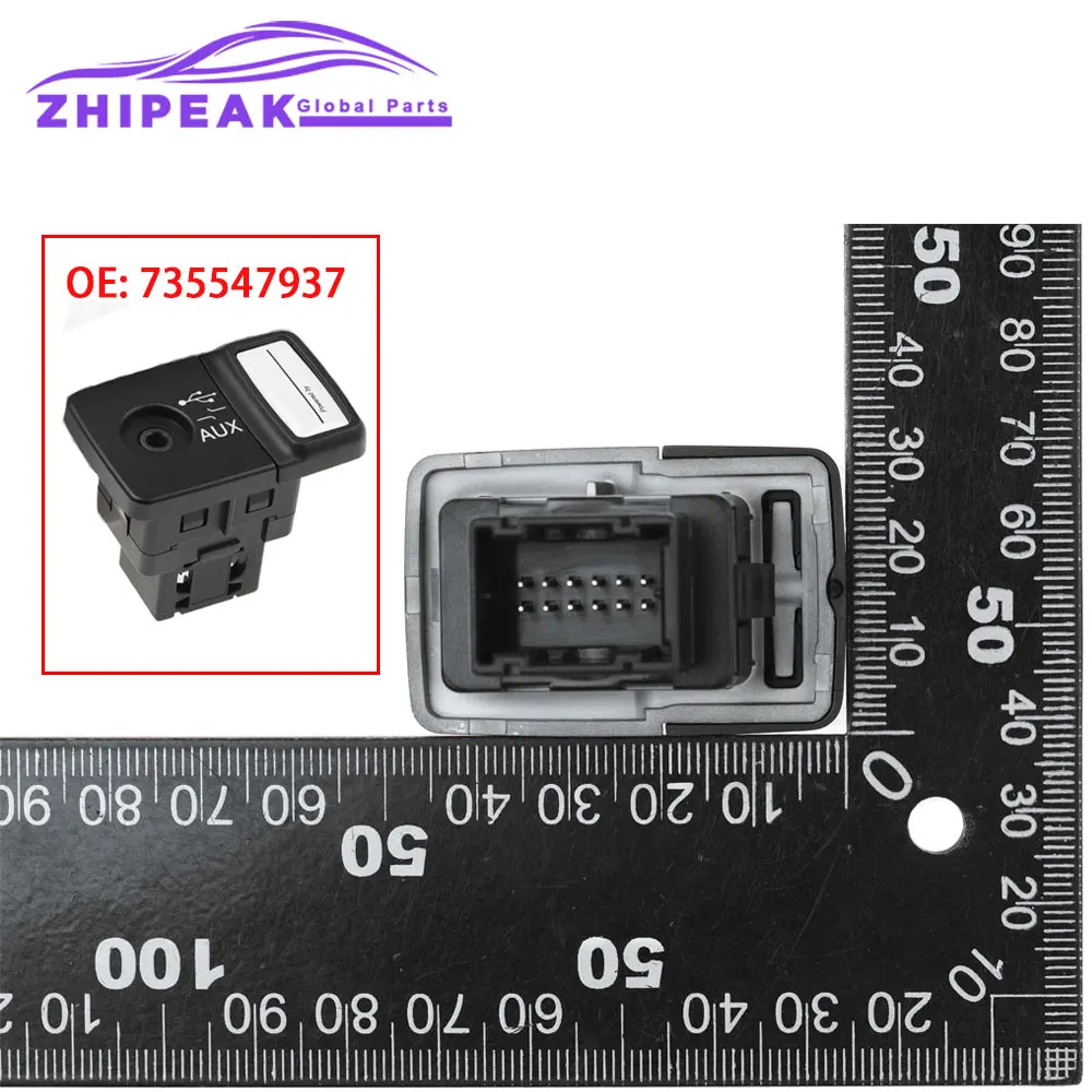 735547937 Дополнительный AUX USB-порт, аудиоинтерфейс для Fiat 500, Panda, Punto, Blue и Me, медиаплеер, USB AUX, зарядный порт, разъем для зарядки.