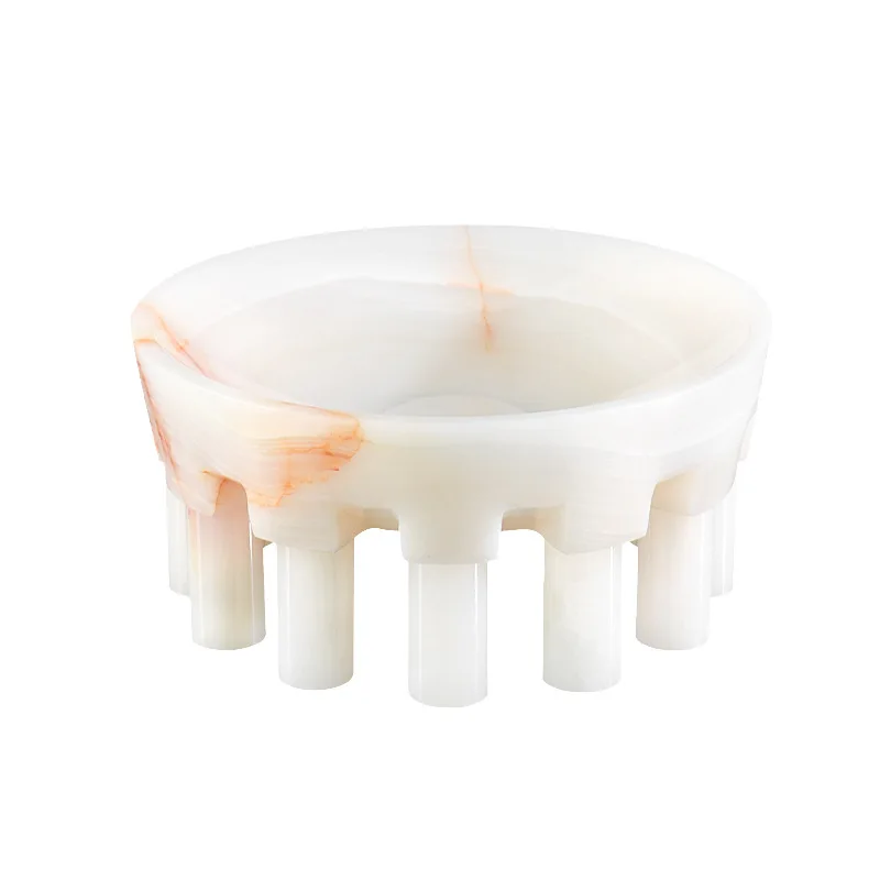 Light luxury natural marble fruit plate high-end exquisite high-value living room coffee table household high-end ornament