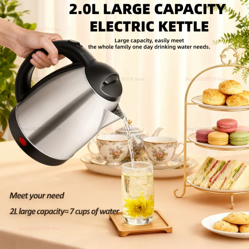 Smart Electric Kettle  Household Stainless Steel Portable Water Kettle 1500W Water Boiling Pot 2L Kettle Home Appliance UK/EU