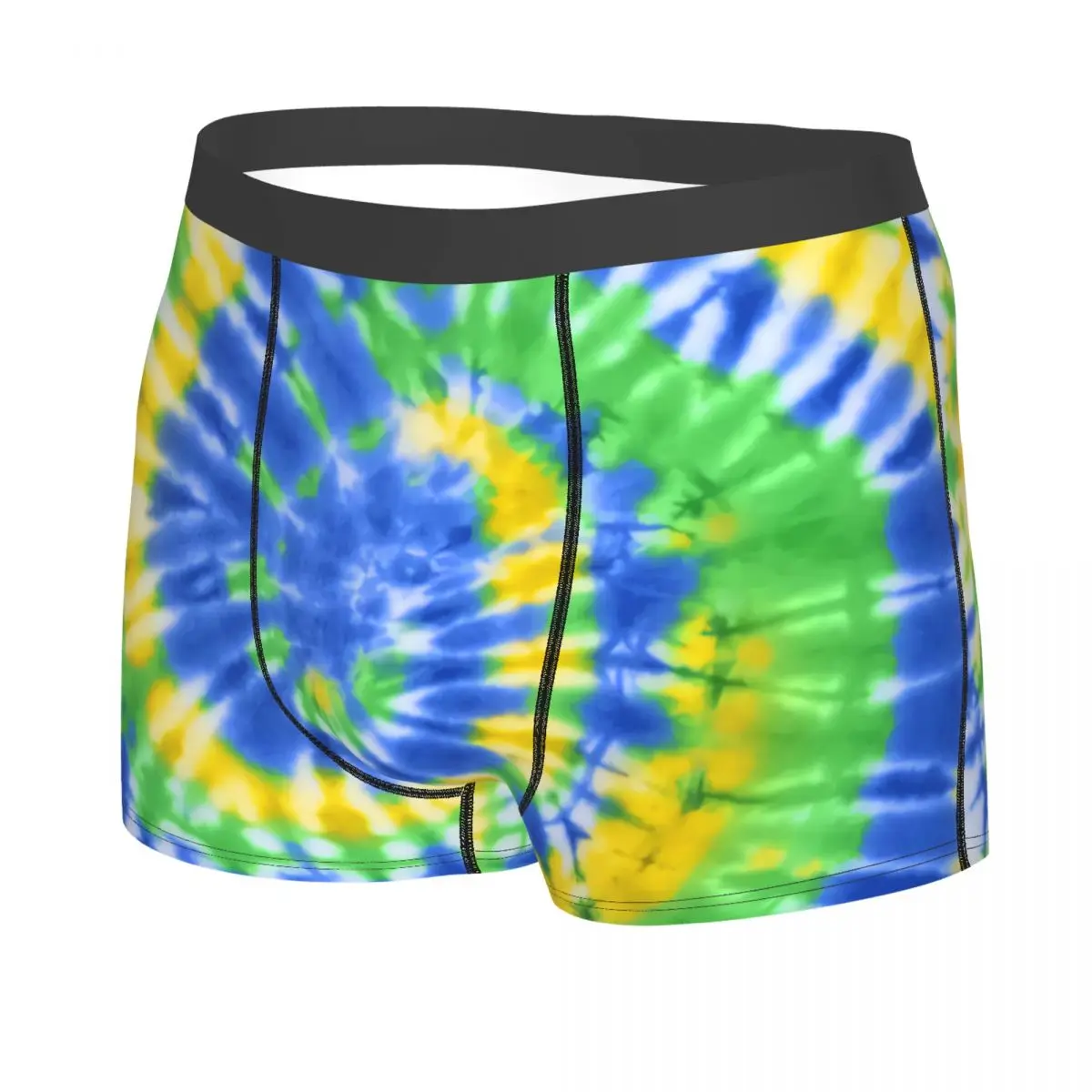 Custom Male Novelty Tie Dye Blue Green And Yellow Underwear Traditional Dyeing Boxer Briefs Stretch Shorts Panties Underpants