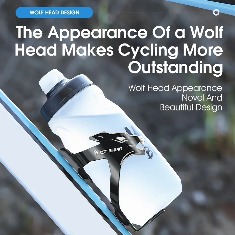 WEST BIKING Aluminum Alloy Bicycle Bottle Holder Cool Wolf Design MTB Road Bike Water Bottle Cage Lightweight Cycling Cup Racks