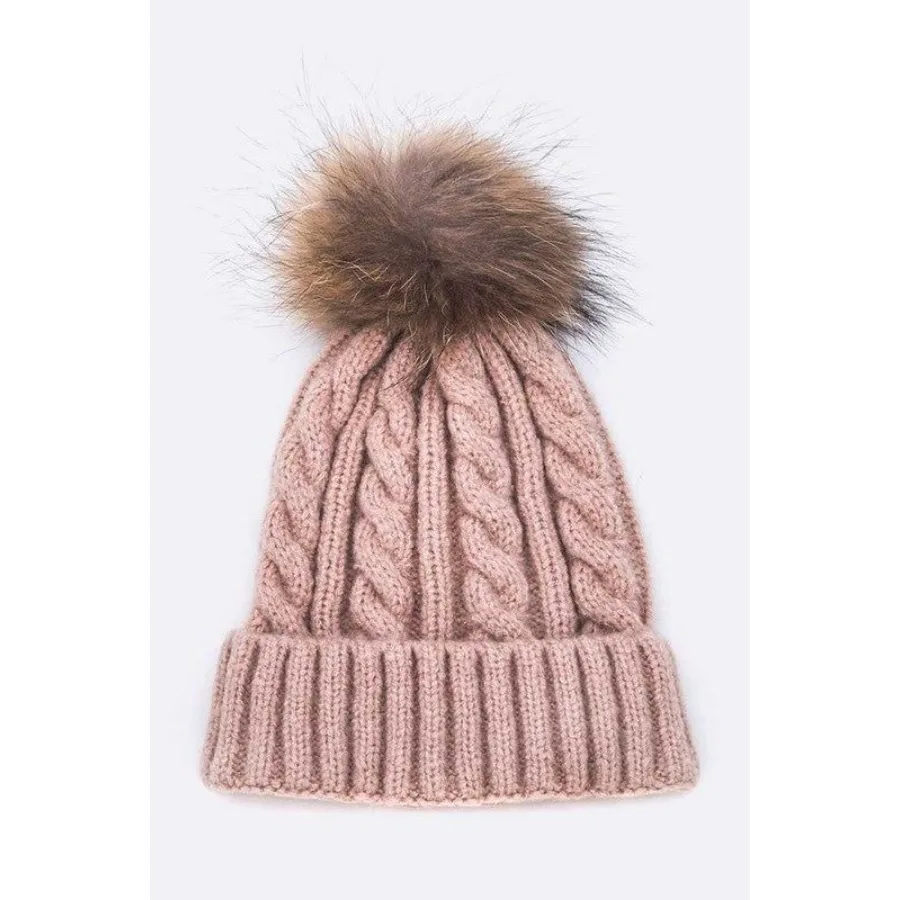 

Мягкая шапочка Gene Fur Pom Cable Knit