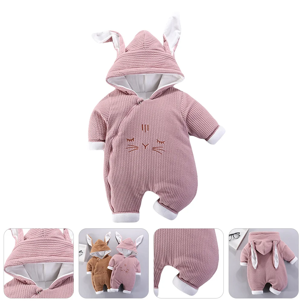 

1Pcs Baby Hooded Romper Winter Newborn Jumpsuit Warm Baby Bodysuit Coat for Holiday Party Daily Newborn Jumpsuit