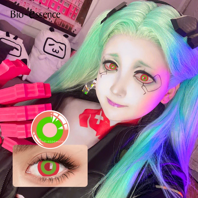 Bio-essence 1 para Cosplay kolorowe kontakty soczewki Rebecca Lucy corocznie korzystają z MAKIMA Anime Coser Eyes Contact źrenice do darmowej wysyłki