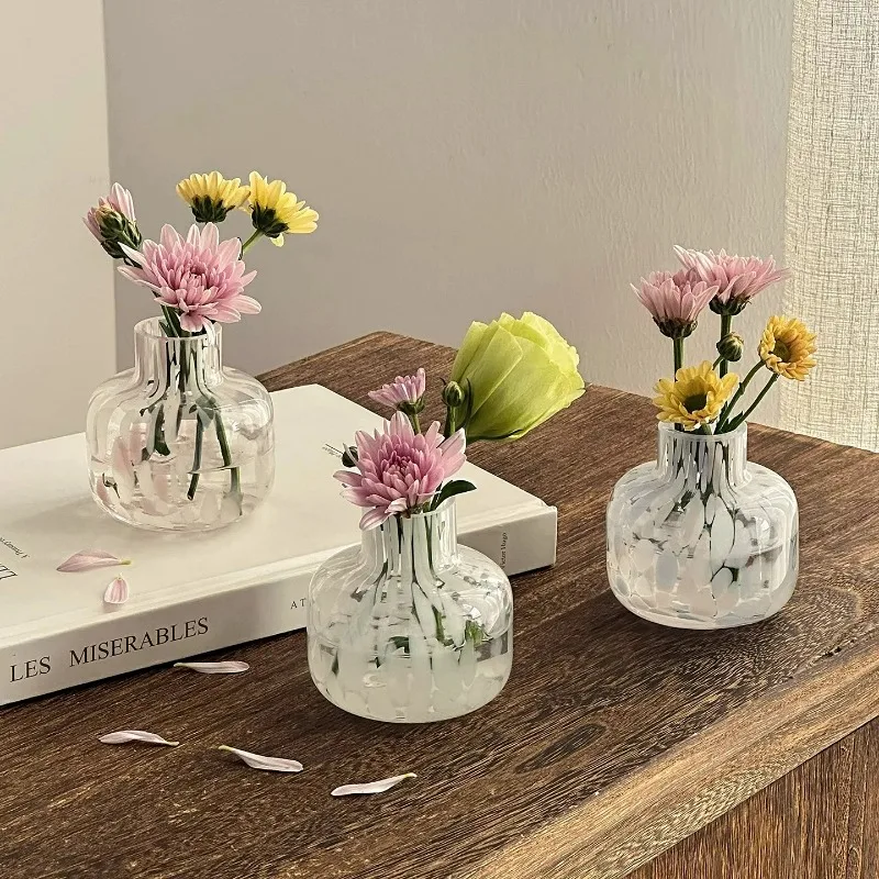 Mini Flower Glass Vase,Creative Glass Vase,Transparent Hydroponic Flower Vase for Fresh Flowers,Desktop Decor Ornament,Home Tool