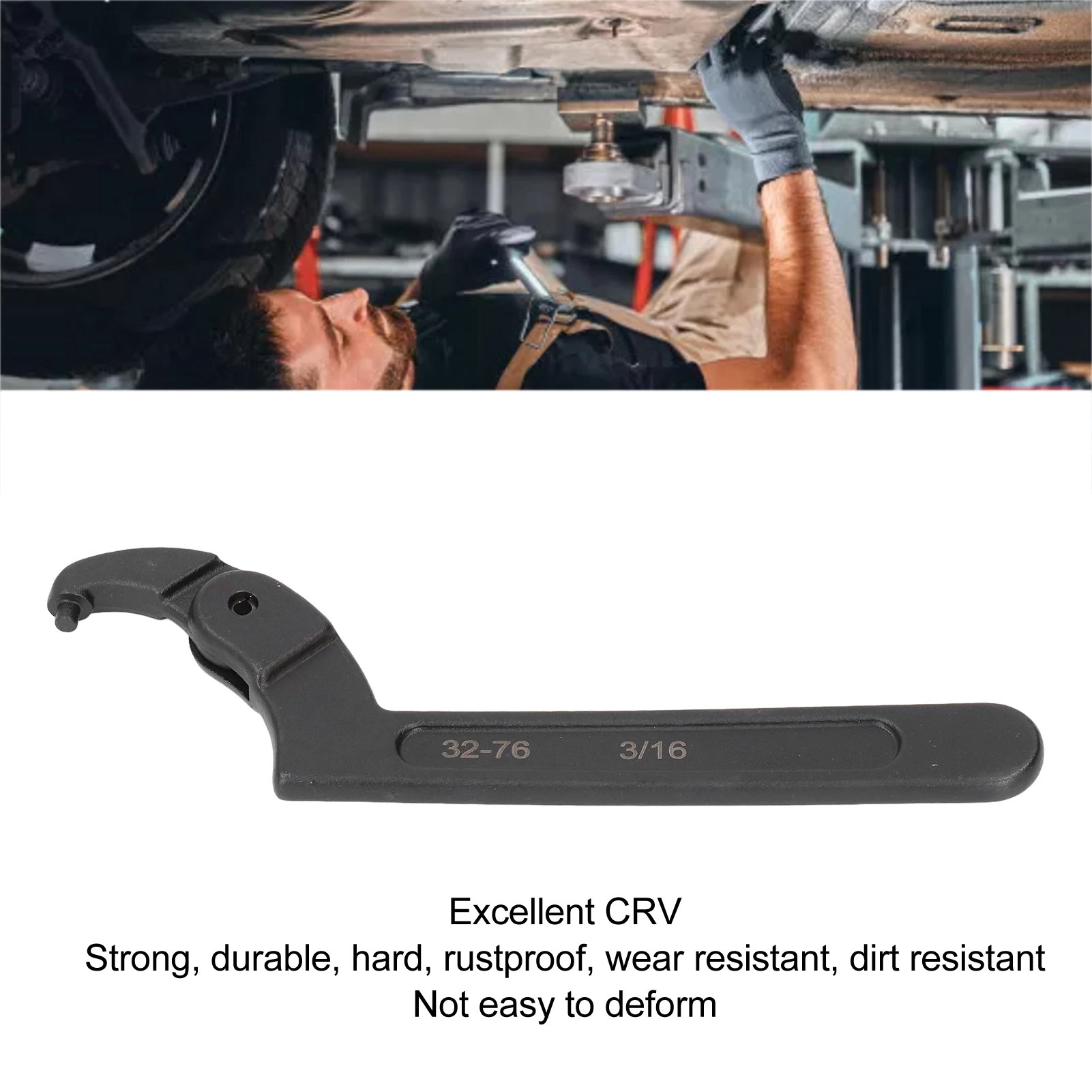 

C Pin Spanner Hook Wrench Rustproof Portable 1 1/4 To 3in Adjustable C Pin Spanner Round Head for Vehicle Mechanical Equipment