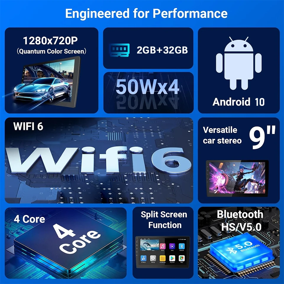 XFY 2Din Car Radio GPS Androidauto Carplay For Tesla Style For Nissan Hyundai KIA TOYOTA Honda Multimedia Player DSP 9/10inch