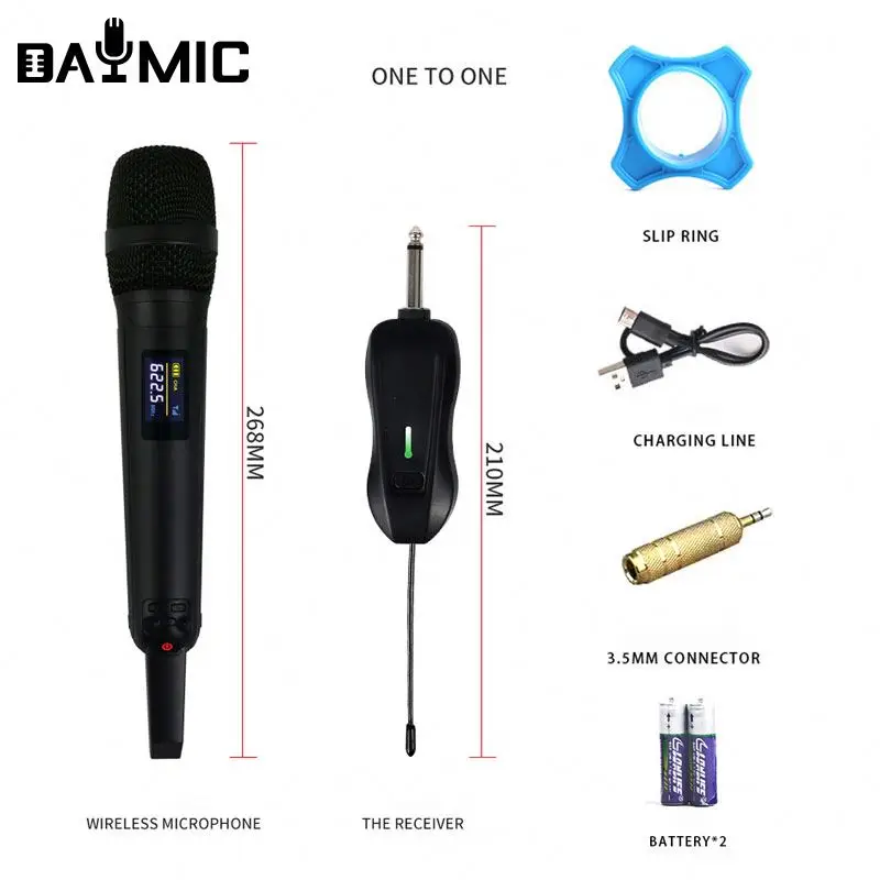 DAYMIC Handheld Wireless Microphone for Livestream Family Karaoke Mike Single Channel Recharge Receiver