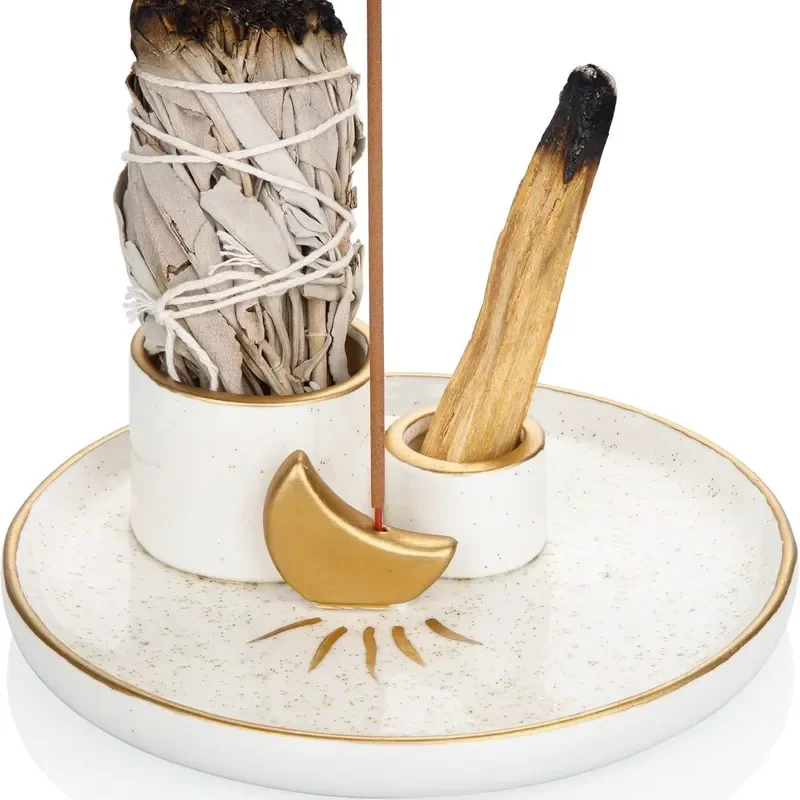 Palosato incense burner rack sage burning tray incense burner with colorful glazed finish