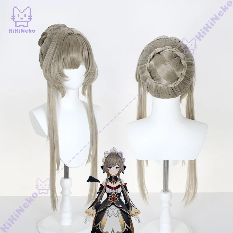 Jeu Genshin Impact Sandrone Cosplay perruque thé brun verdâtre avec chignons détachables pour Comicon fête adulte femmes hommes