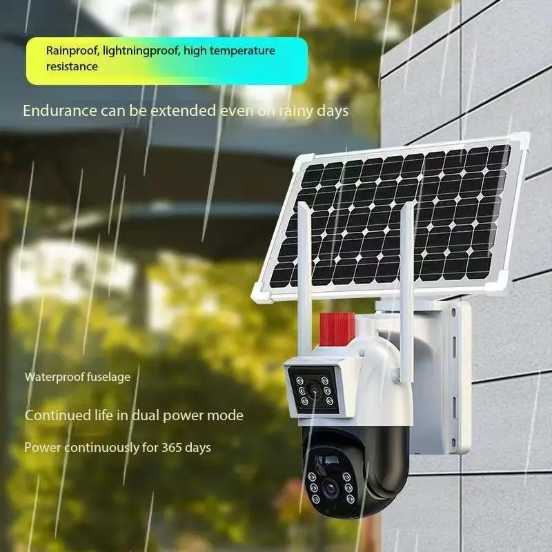 Solar Powered Outdoor Security Monitoring Camera, Dual - Lens, Night Vision, High Definition. Suitable for Home, Garden &Farm