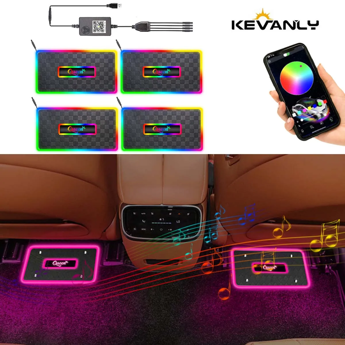 

2/4 in 1 Car Floor Mats Light Ambient RGB LED Neon Lamp App Control Universal Car Interior Foot Mat Decoration Light Accessories
