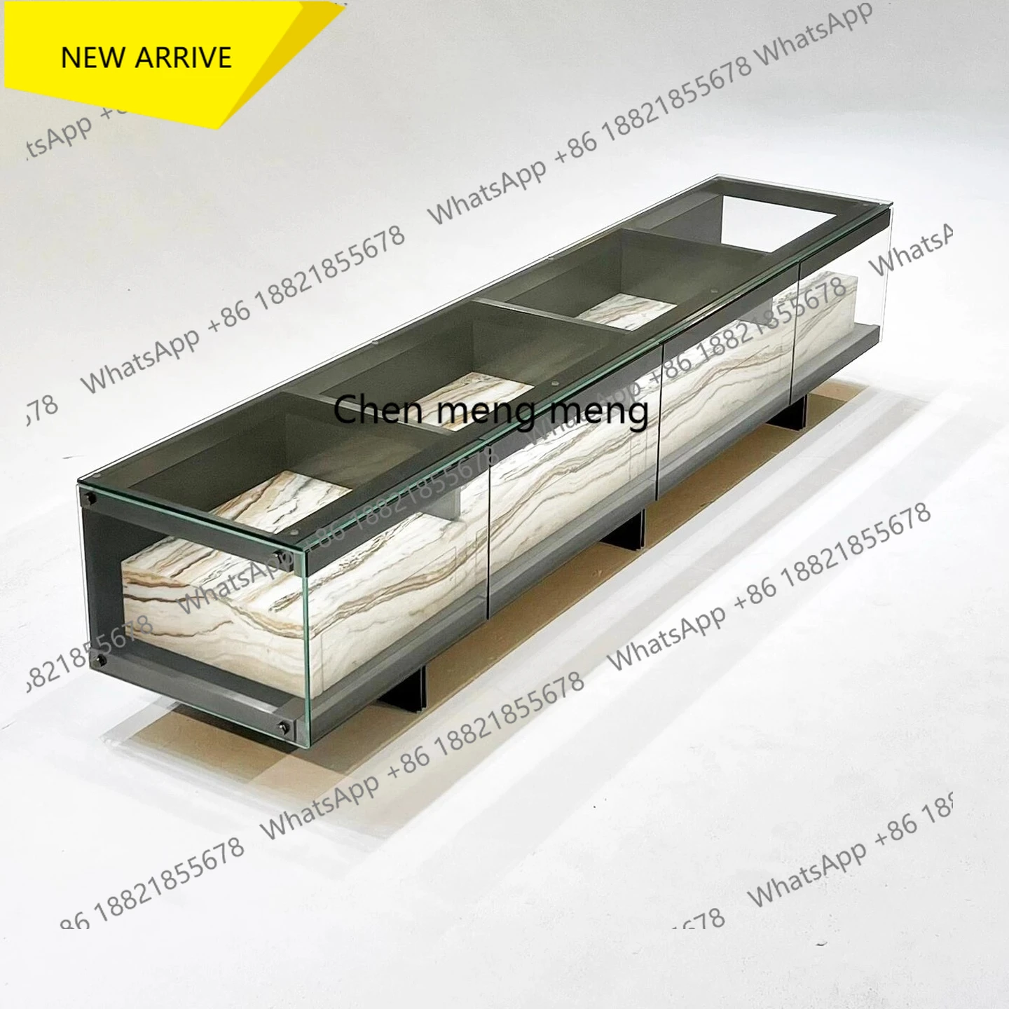 

M138 Italian Minimalist Imported Natural Marble TV Cabinet Designer Model Villa Large House Modular Wall-Mounted Floor Cabinet