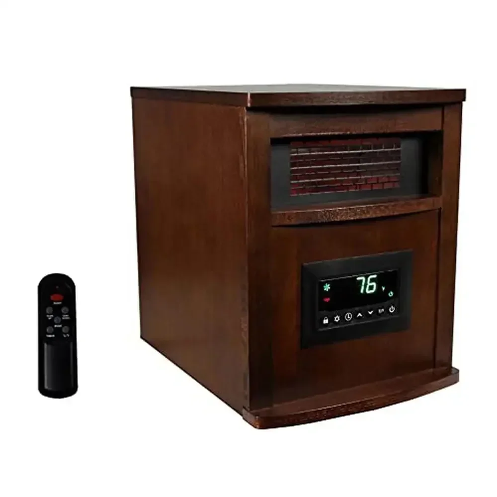 6 Element 1500W Infrared Quartz Space Heater Remote Control Dark Oak 2 Pack Portable Programmable Safety Precautions Timer