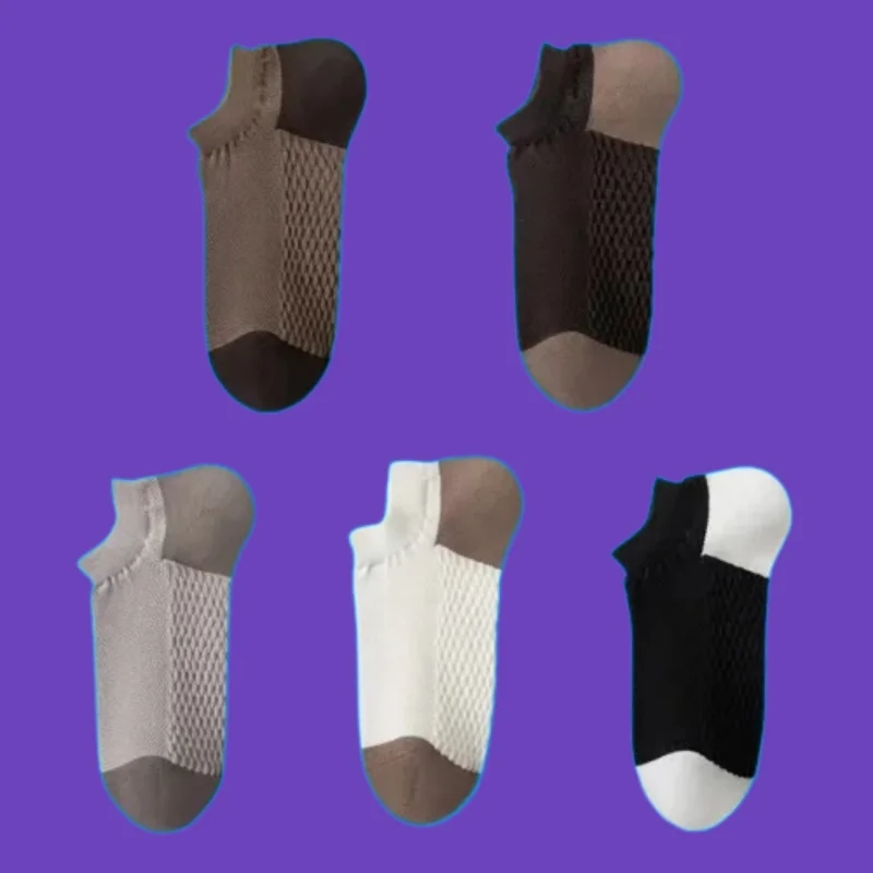 

5/10 Pairs Mesh Breathable Sweat-Absorbent Deodorant 2024 New Fashion Summer Thin Men's Socks Men's Massage Bottom Short Socks