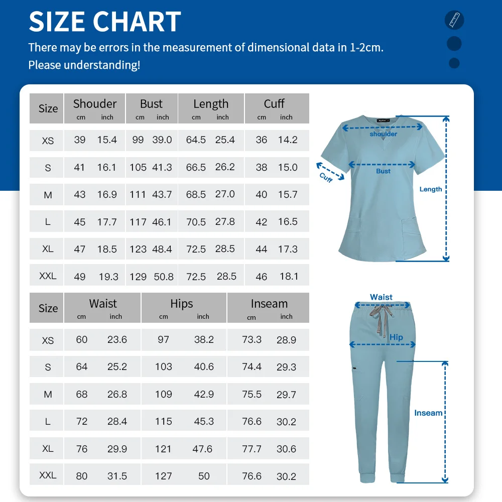 Fashion Hospital Nurse Workwear Operating Room Scrubs Set Clothes Dental Clinic Doctor Uniforms Lab Suits Beauty Salon Top Pants