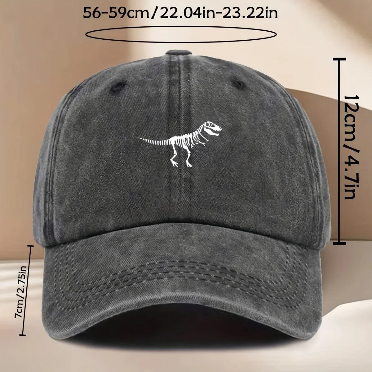 Men' & Women' Dinosaur Fossil Print Baseball Cap - Vintage Distressed Curved Brim Hat with Fossil, Lightweight Duckbill Cap Suit