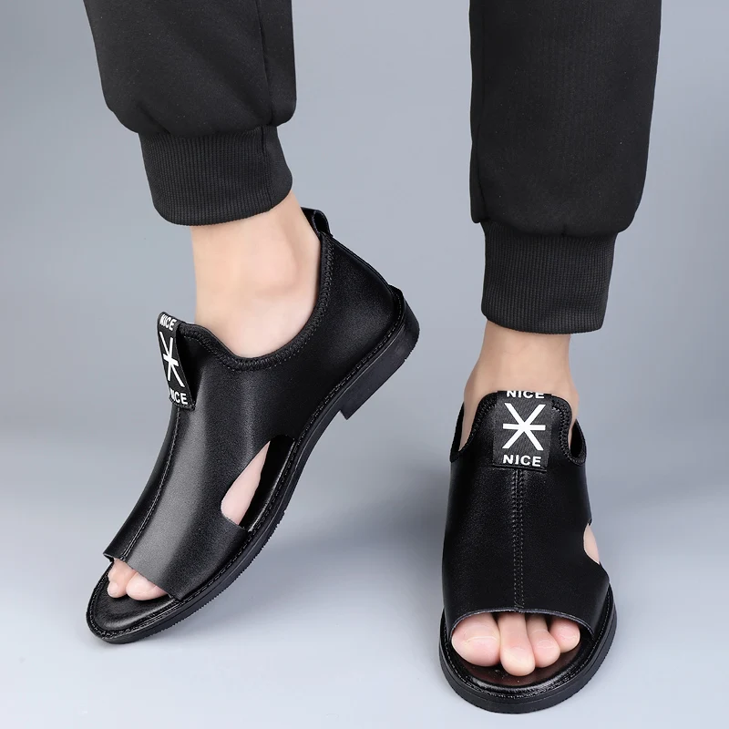 Summer  Men's Sandals Genuine Leather Sandals Men Beach Shoes Sandals Men Casual Shoes 2024 New image 6