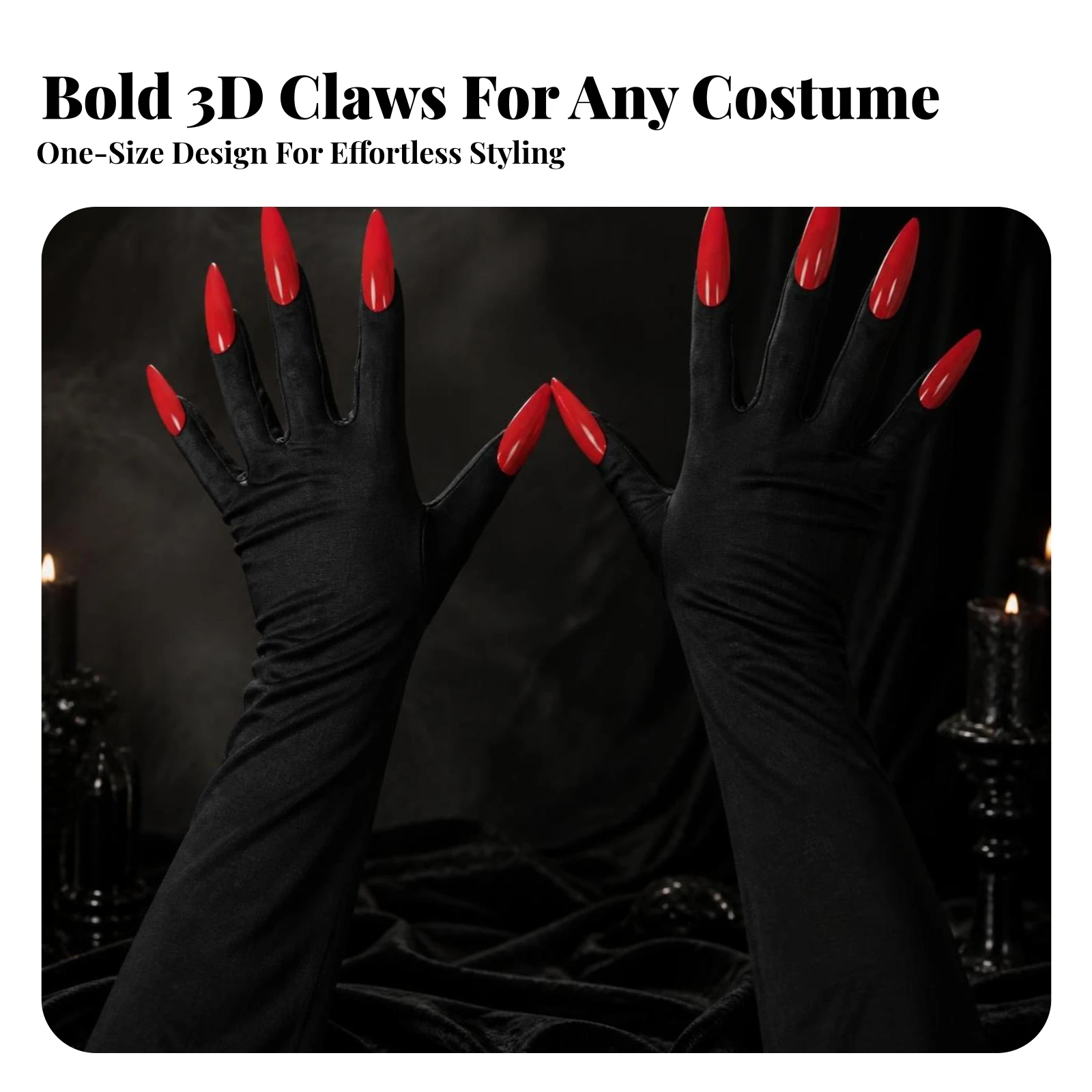 Long Claw Gloves Easy to Wear Gloves with Claws Glove with Claws Lightweight Claw Glove Comfortable for Cosplayers, Halloween