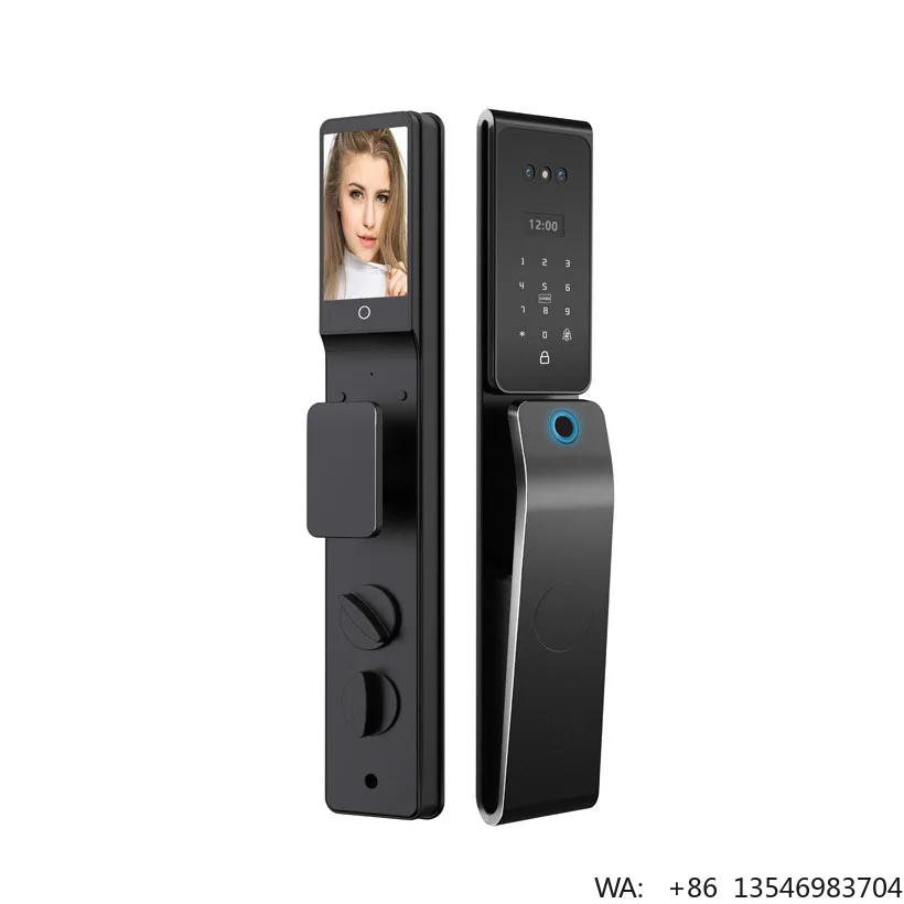 

Home Tuya TTlock WiFi Israeli 6068 Smart Lock Fingerprint 3D Face Recognition Front Door Smart Door Lock for Wooden Doors