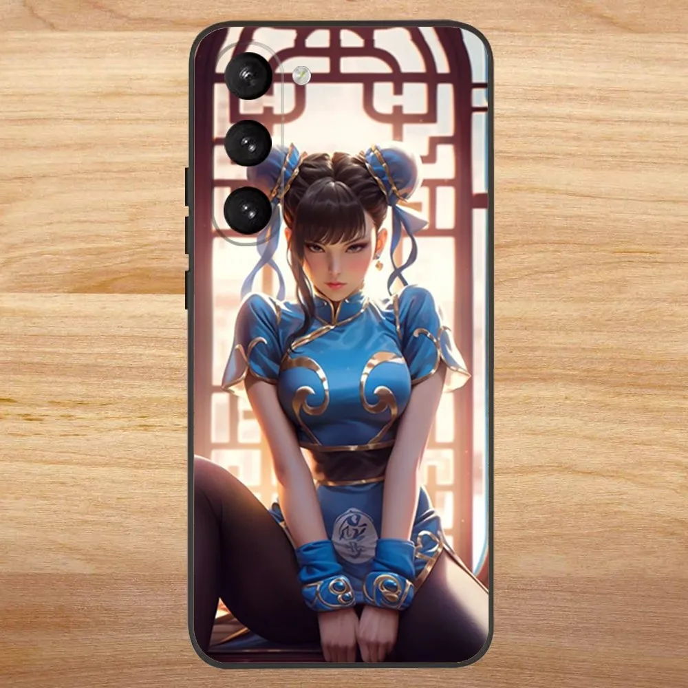 Chun-Li Game-Street-Fighters Phone Case For Samsung S23,23,22,30,21,10,9,Note20 Ultra,Lite,Ultra,5G,Plus,FE,Black Soft Case