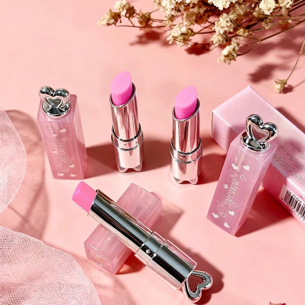 ハート型リップバーム 温度活性化カラーチェンジ 保湿フォーミュラ 乾燥防止 唇の荒れ修復 冬のケア