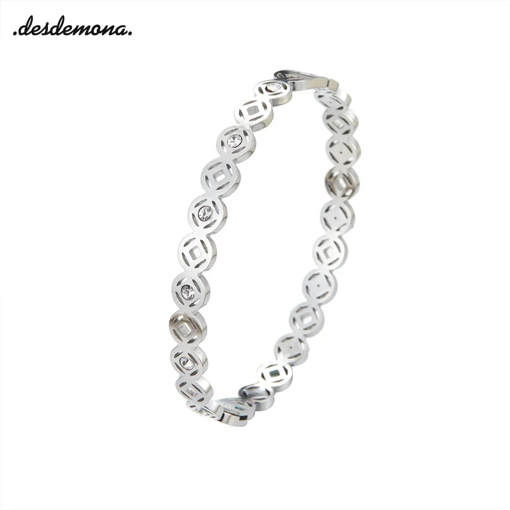 

2025 New Luxury Crystals Bangles Cubic Zirconia Bracelets Couple Luxuxy Jewelry Stainless Steel Bangles For Women Gift
