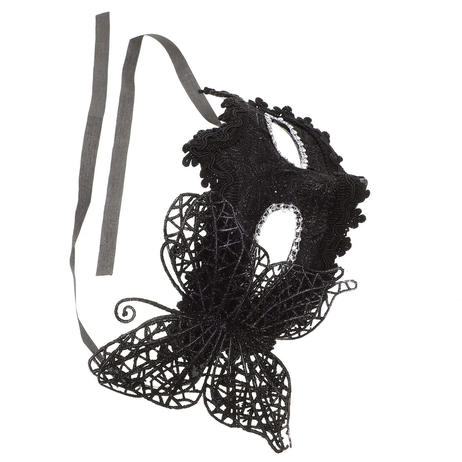

Butterfly Lace Half Face Masquerade Ball Mask Plastic Ribbon Band Party Mask for Women Masquerade Costume Halloween Cosplay