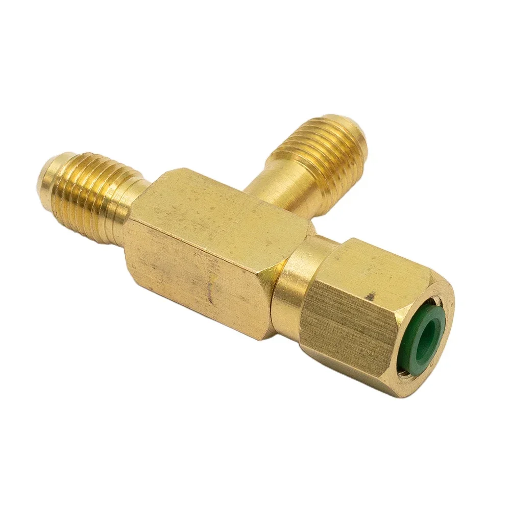 Adaptador en T, Conector de rama en forma de T con conector acampanado macho de 1/4 "para medidor de vacío/Adaptador de conexión de micrómetro