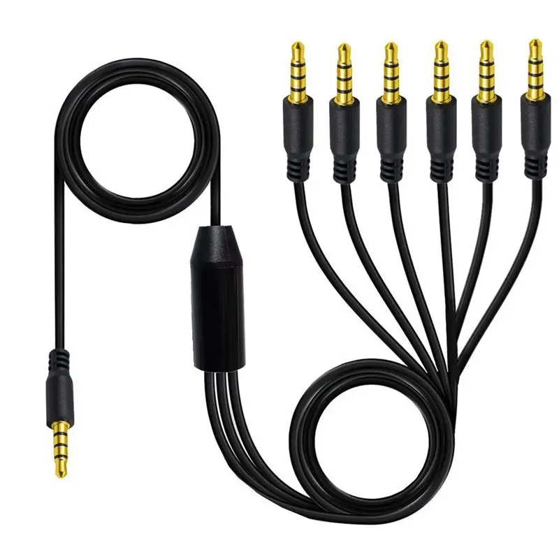 0.5m 1m DC 3.5mm 4-Pole 1 Male/2 3 4 5 6 Male Audio Cable, Phone Headphone Sharing Adapter, Computer Speaker Connection Cable