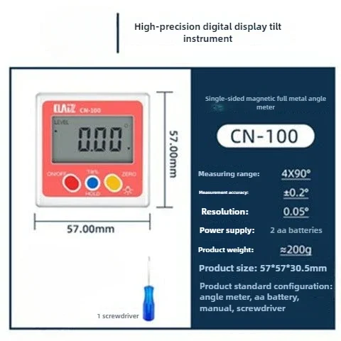 

XY Axis Level Ruler with Magnetic Inclinometer Quasi Digital Level Angle Meter, Dual Axis Digital Angle Meter