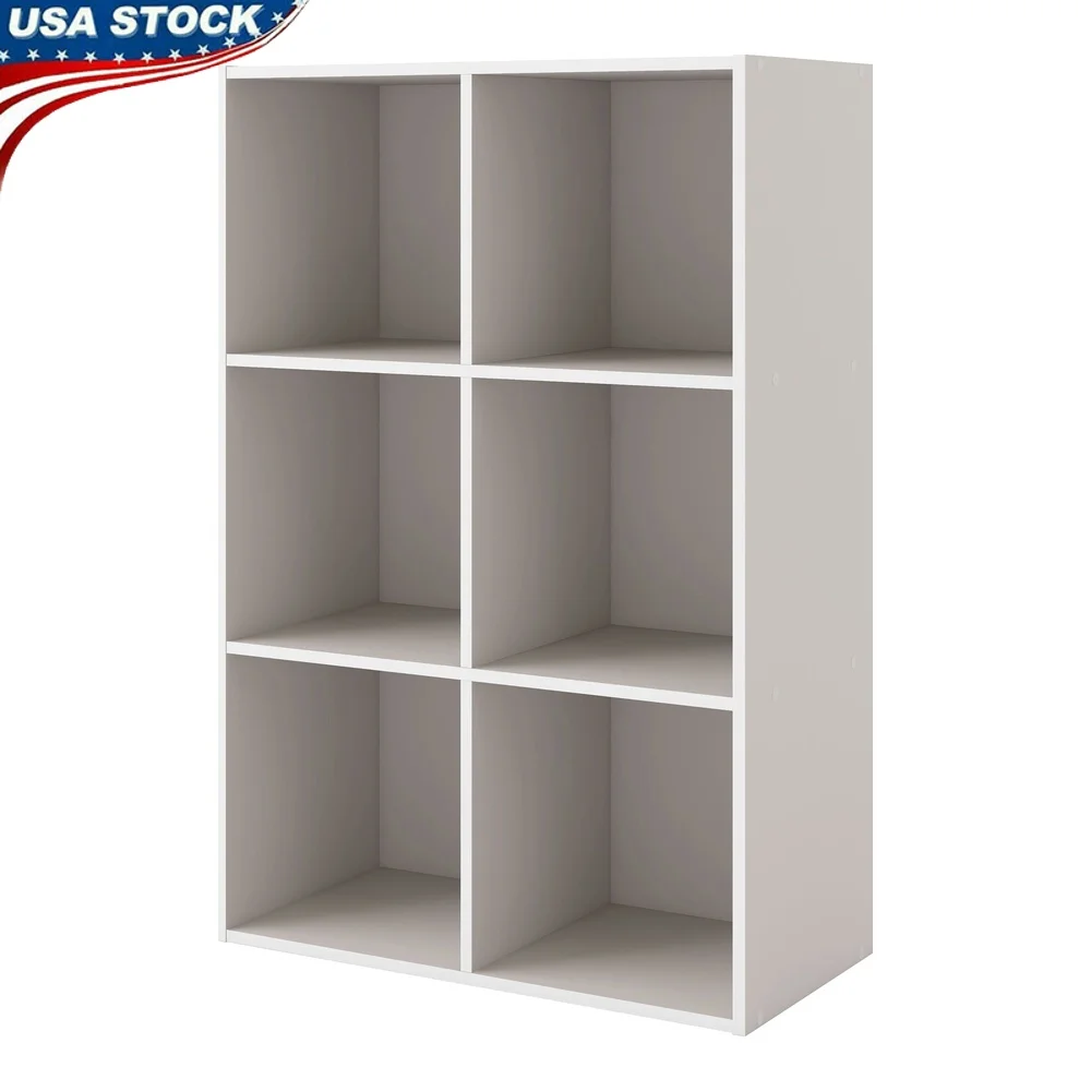 

Stackable 6-Cube Wood Bookcase Modern Storage Shelves Ideal Organizing Home Office Dorm Room Easy Assembly Durable Design