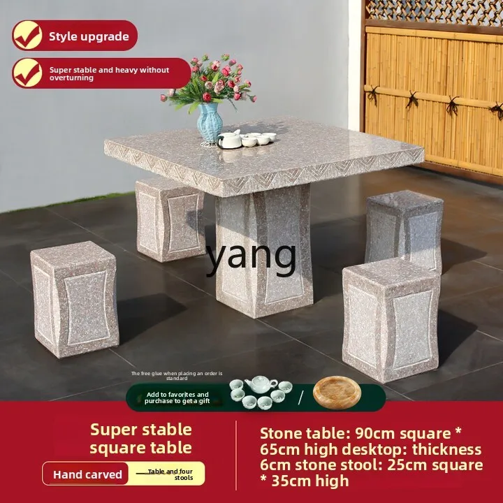 

LZR courtyard stone table 4 people courtyard garden set granite square household