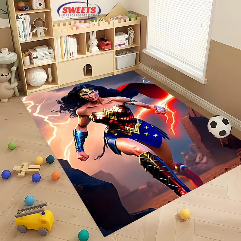 Popular DC Wonder Woman Carpet! Bedroom Living Room Children Bed Mat, Non-slip Exquisite Home Decor,Durable Machine Washable Rug