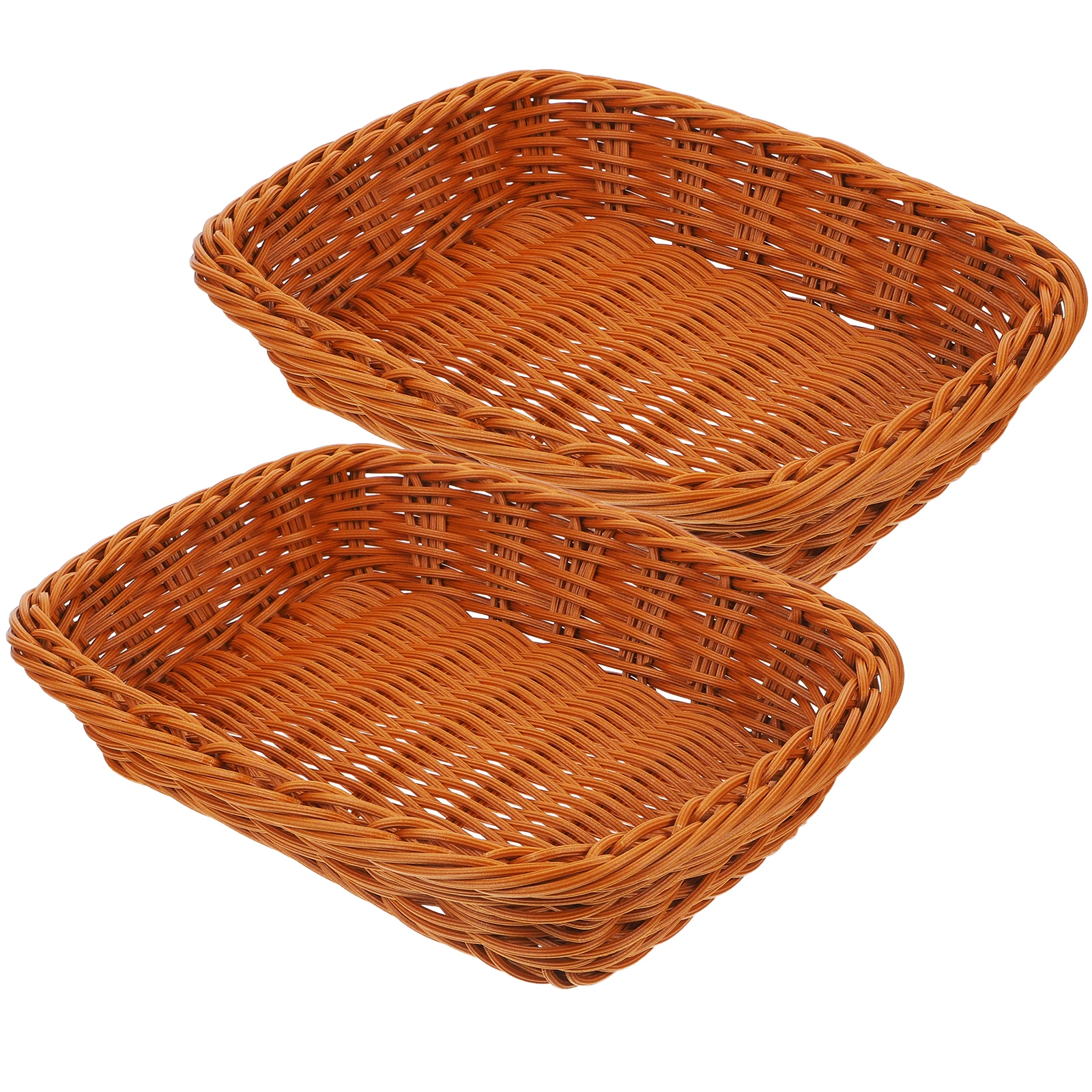 

2 шт. корзины для хранения из ротанга, пластиковые кухонные контейнеры, поднос для фруктов, хлеба, еды, плетеные миски, органайзеры для домашнего хранения