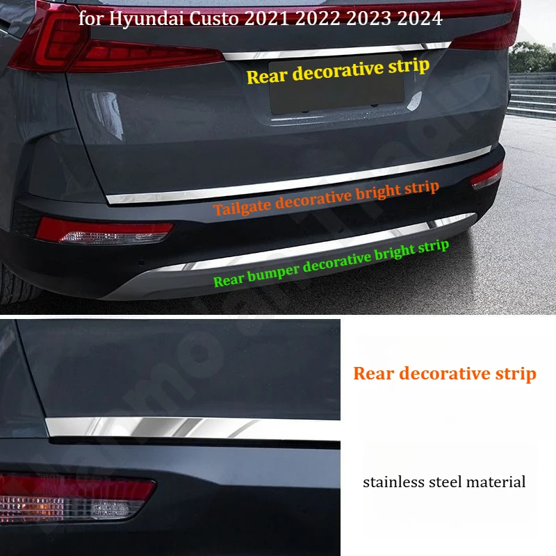 

for Hyundai Custo 2021~2024 Rear trunk decorative strip/tailgate decorative bright strip/exterior modification accessories