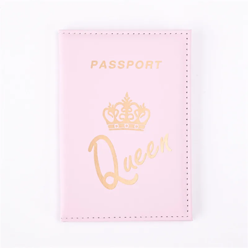 Fashion Queen King  Passport Cover for Women Travel Passport Case Leather Pink Cute Passport Wallet Purse Girl Passport Holder