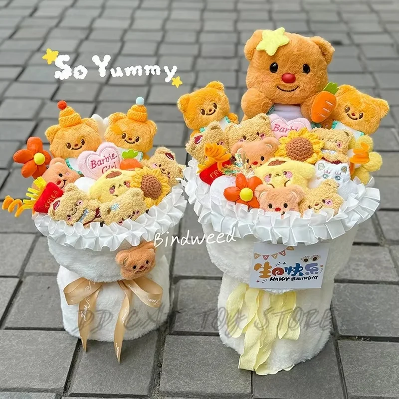 Butter Bear Sanrio Hello Kitty Kawaii Cartoon Doll Bouquet Figure Girlfriend'S  Birthday Valentine'S Day Gift Bouquet Desk Decor